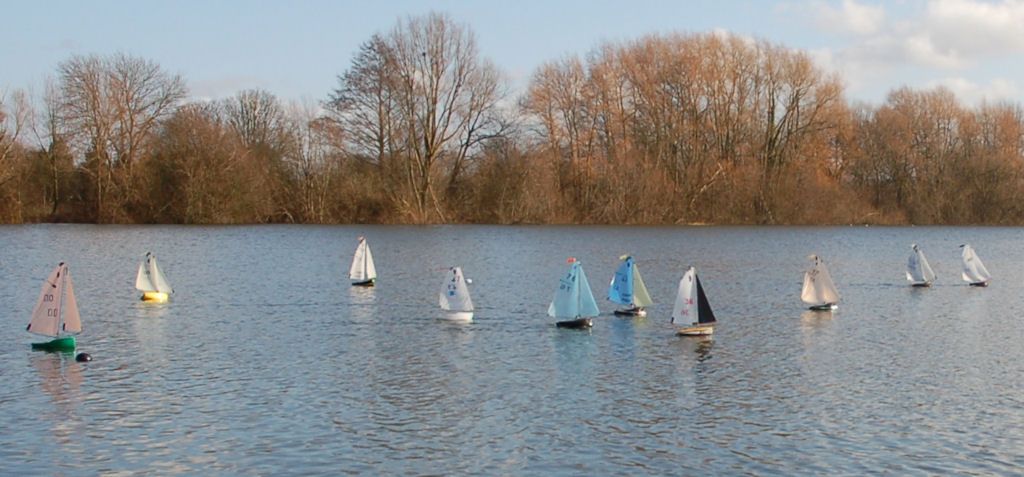 The fleet just after the start of a race.
